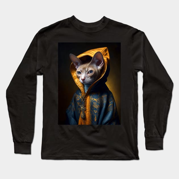 Royal Portrait of a Cornish Rex Cat Long Sleeve T-Shirt by pxdg